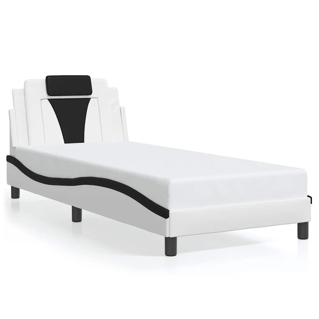 vidaXL Cadru de pat Viana fără saltea alb și negru 90x190 cm piele artificială