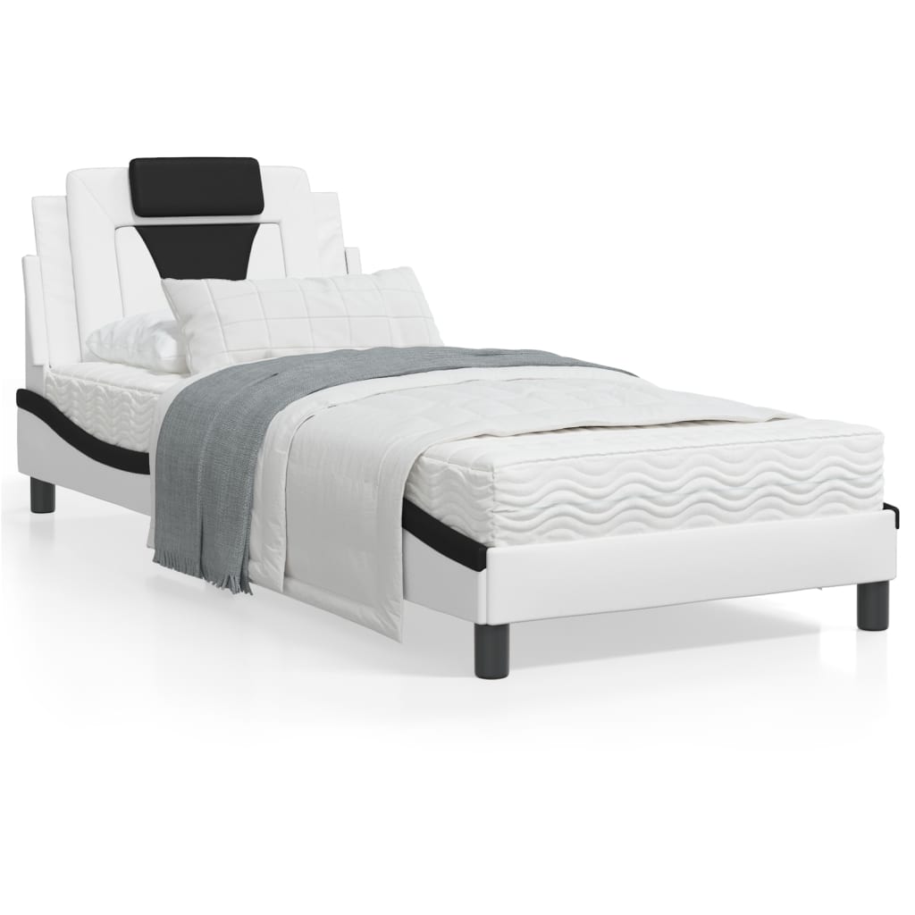 Rám postele s čelem bílý a černý 90x190 cm umělá kůže