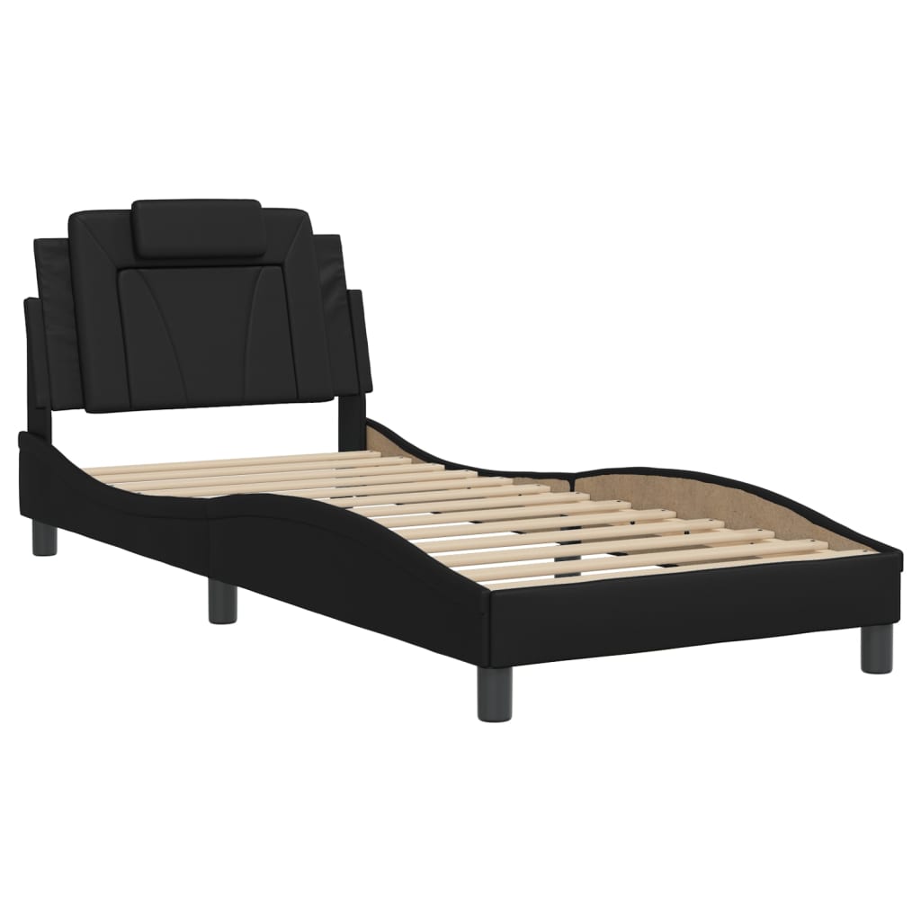 vidaXL Bedframe met hoofdbord kunstleer zwart 90x200 cm afbeelding