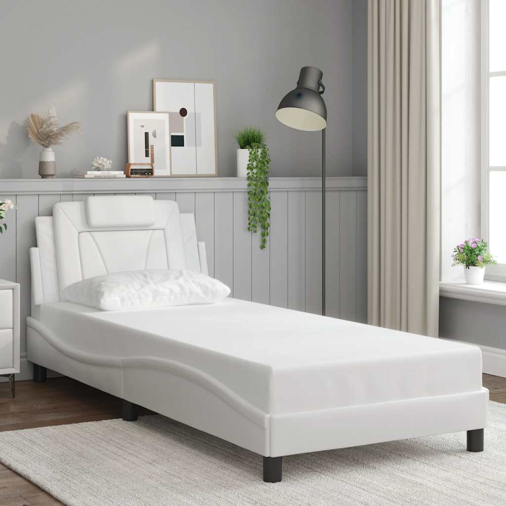 vidaXL sengeramme uden madras Viana 90x200 cm kunstlæder hvid