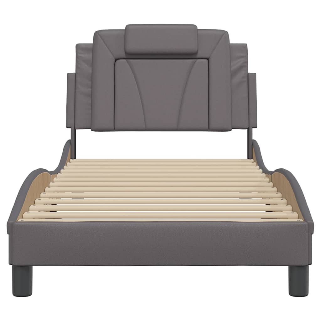 vidaXL Bedframe "Viana" zonder matras kunstleer grijs 90x200 cm, foto 4