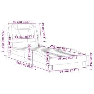 Rám postele Viana bez matrace šedý 90x200 cm umělá kůže - obrázek 12