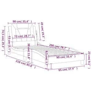 Rám postele Viana bez matrace bílý a černý 90 x 200 cm umělá kůže - obrázek 13