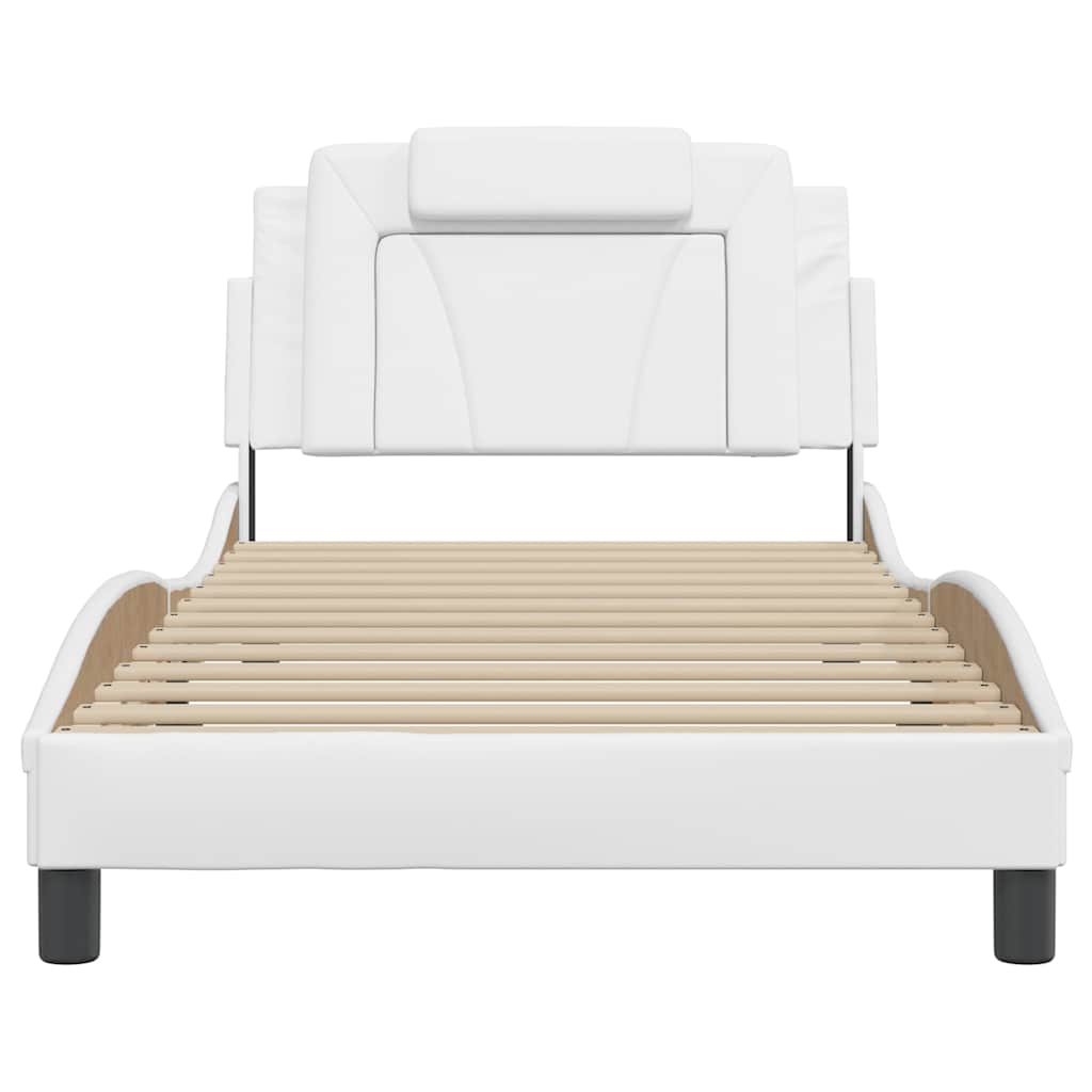 vidaXL Bedframe "Viana" zonder matras kunstleer wit 100x200 cm, foto 4