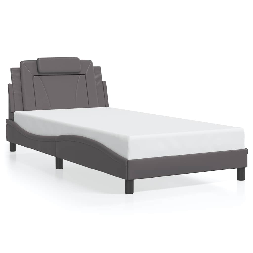 E-shop vidaXL Rám postele Viana bez matraca sivý 100x200 cm umelá koža