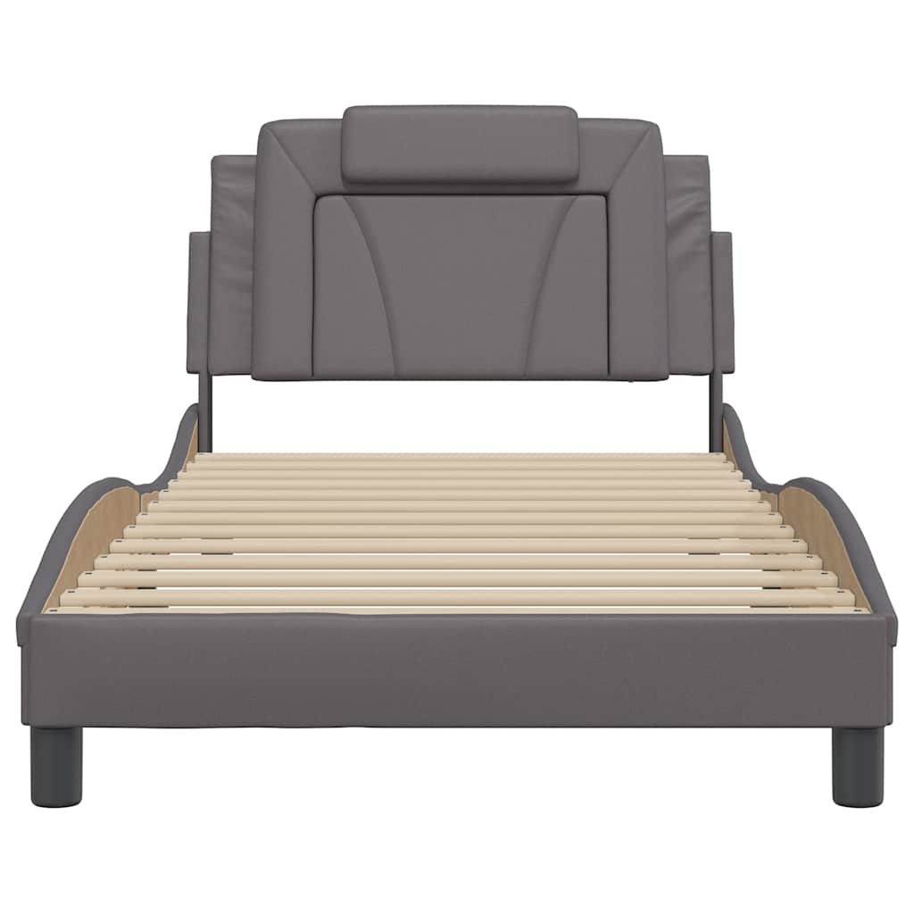 vidaXL Bedframe "Viana" zonder matras kunstleer grijs 100x200 cm, foto 4