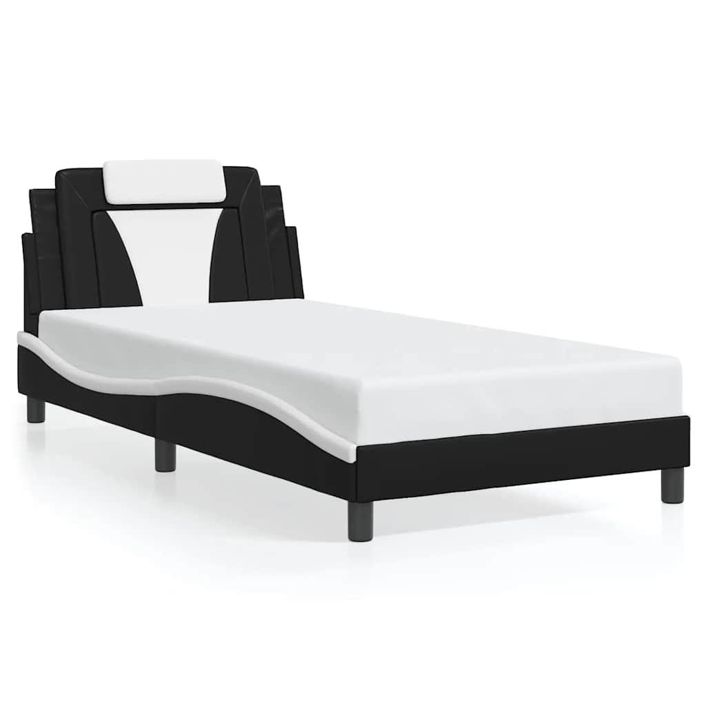 vidaXL Bedframe "Viana" zonder matras kunstleer zwart en wit 100x200 cm, foto 3
