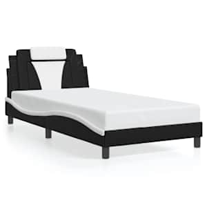 Rám postele Viana bez matrace černý a bílý 100 x 200 cm umělá kůže - obrázek 2