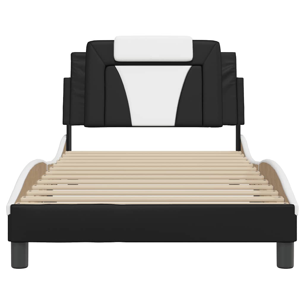 vidaXL Bedframe "Viana" zonder matras kunstleer zwart en wit 100x200 cm, foto 4
