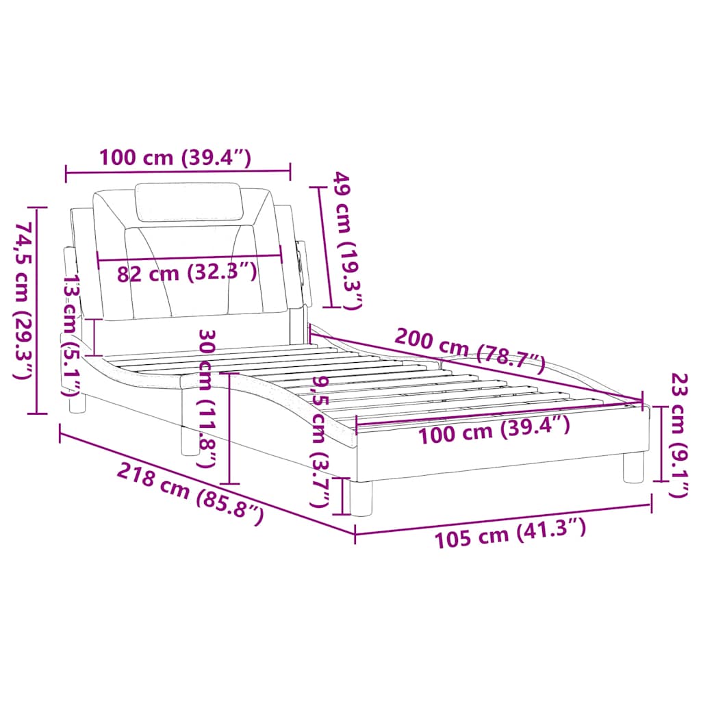 Rám postele Viana bez matrace bílý a černý 100 x 200 cm umělá kůže - obrázek 13