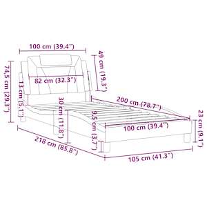 Rám postele Viana bez matrace bílý a černý 100 x 200 cm umělá kůže - obrázek 13