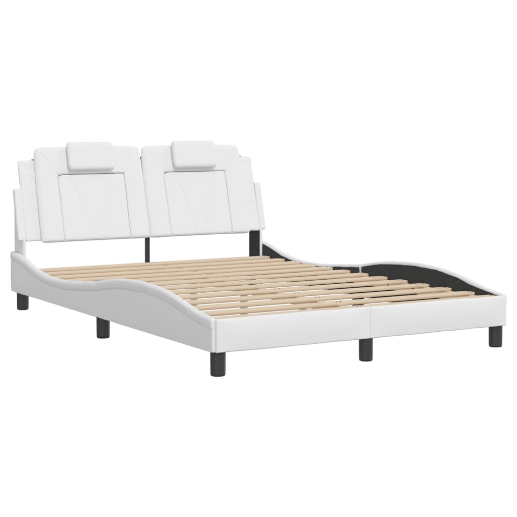 vidaXL Bedframe met hoofdbord kunstleer wit 120x200 cm afbeelding