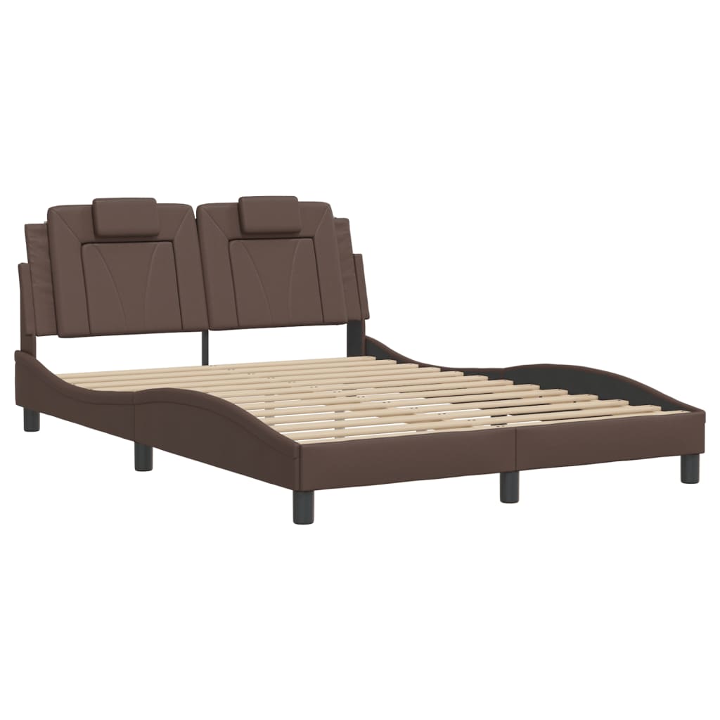 vidaXL Bedframe met hoofdbord kunstleer bruin 120x200 cm afbeelding