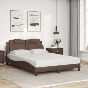 Posteljni okvir brez vzmetnice Viana rjava 120x200 cm umetno usnje