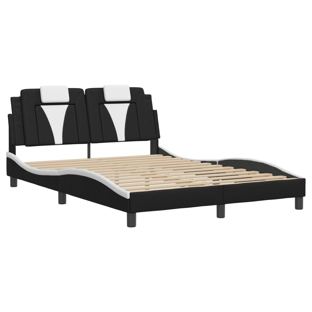 vidaXL Bedframe met hoofdbord kunstleer zwart en wit 120x200 cm afbeelding