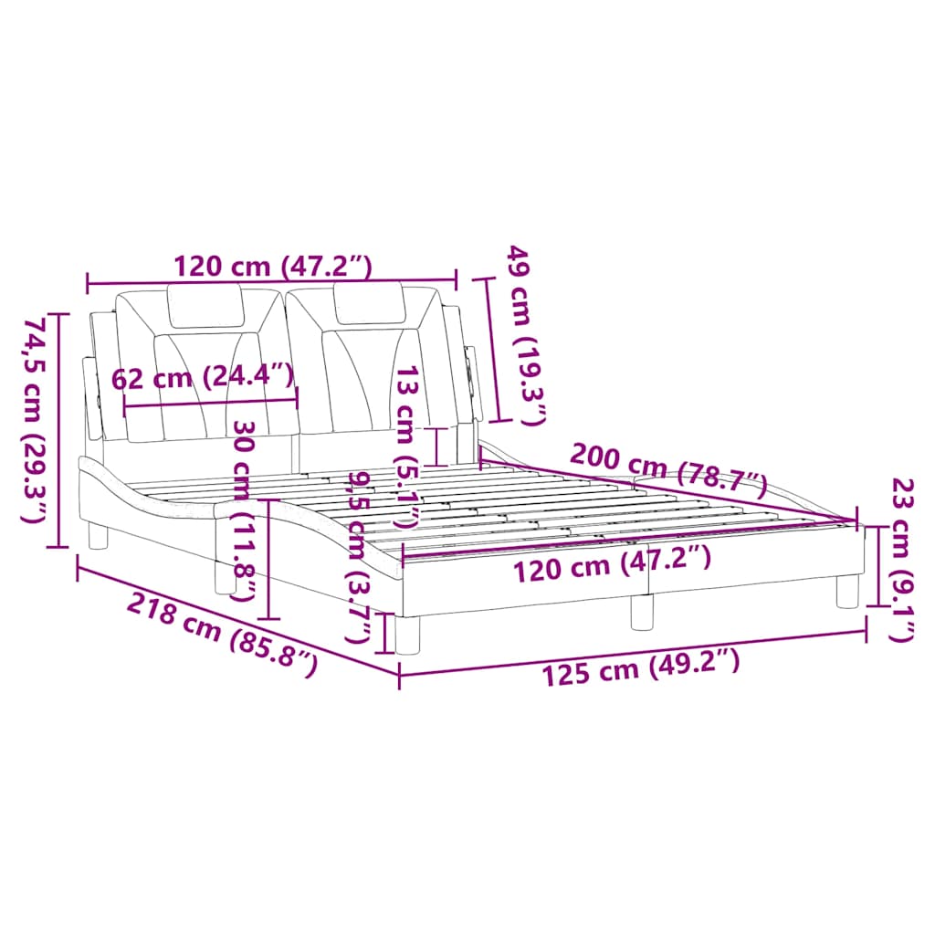 Rám postele Viana bez matrace černý a bílý 120 x 200 cm umělá kůže - obrázek 13