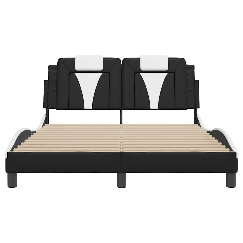 vidaXL Bedframe "Viana" zonder matras kunstleer zwart en wit 120x200 cm, foto 4