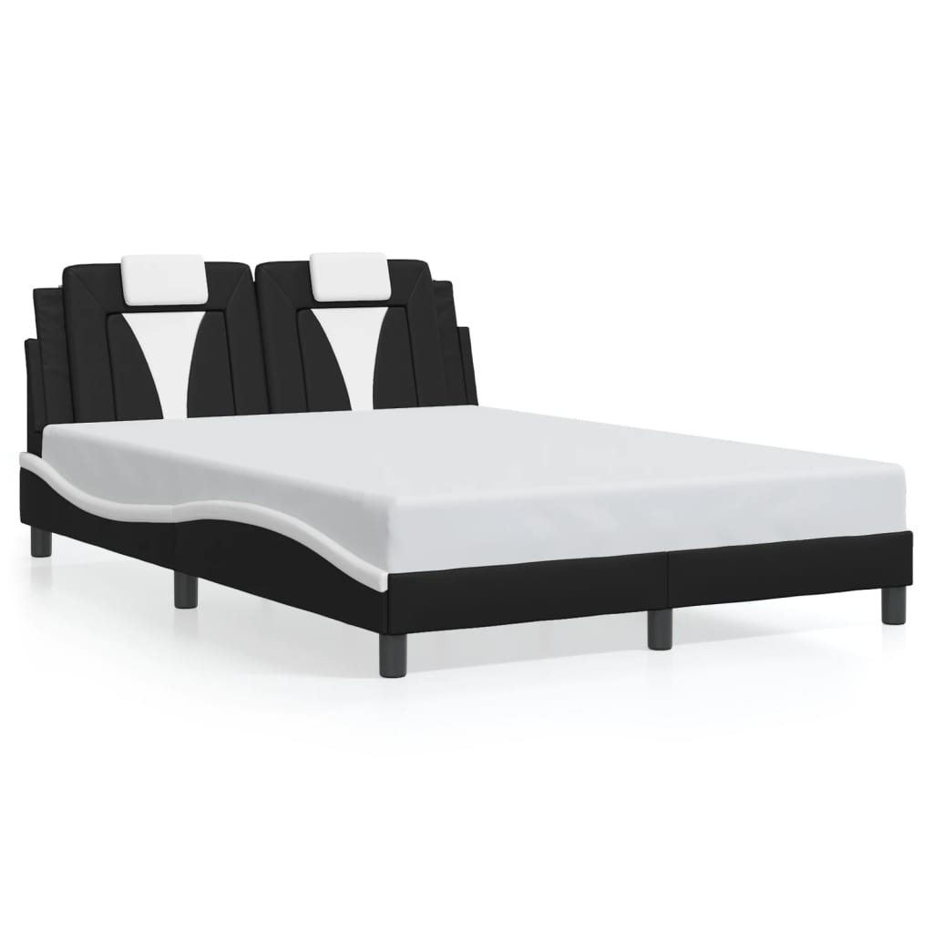 Rám postele s čelem černý a bílý 120 x 200 cm umělá kůže