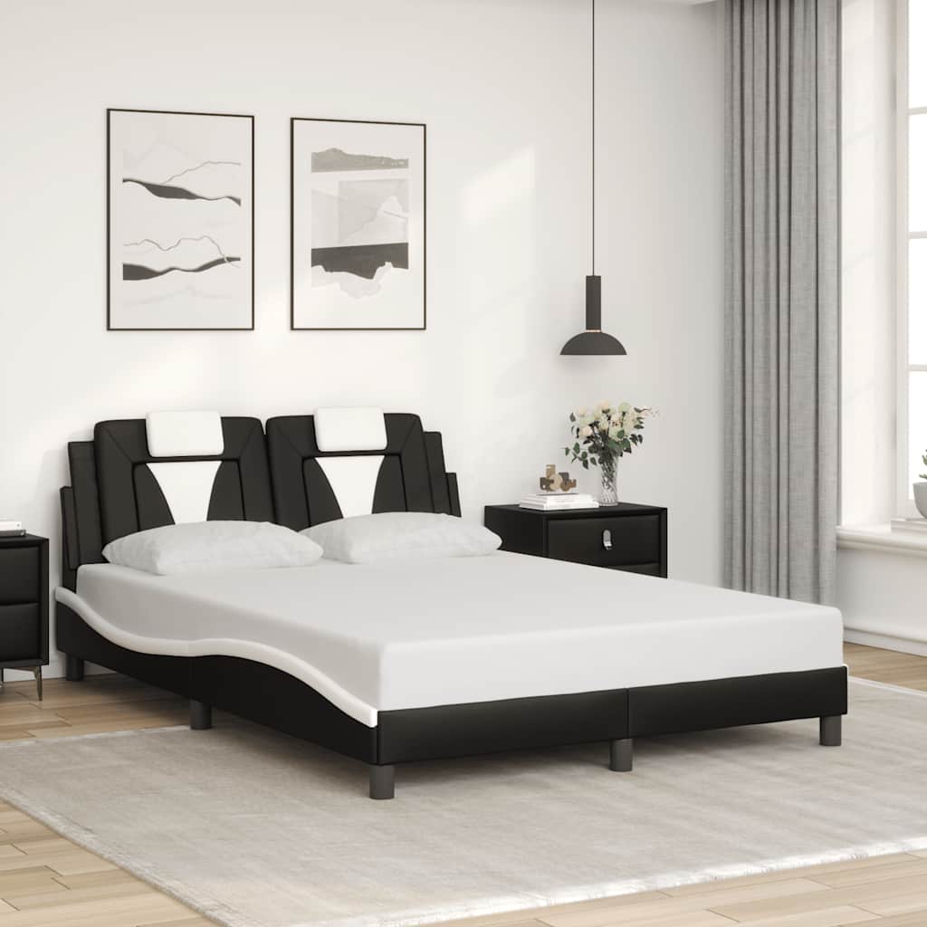 vidaXL sengeramme uden madras Viana 120x200 cm kunstlæder sort og hvid