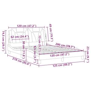 Rám postele Viana bez matrace bílý a černý 120 x 200 cm umělá kůže - obrázek 13