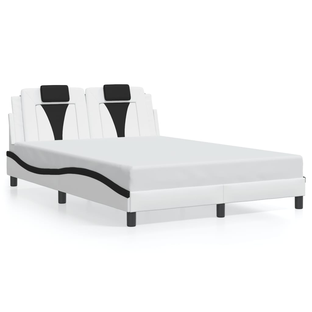 vidaXL Cadru de pat cu tăblie, alb/negru, 120x200 cm, piele ecologică