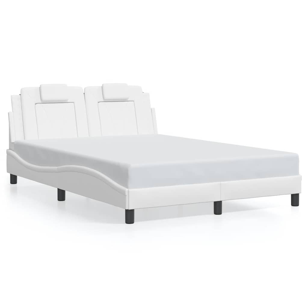 vidaXL Cadru de pat, Viana, fără saltea, alb, 140x190 cm, piele ecologică