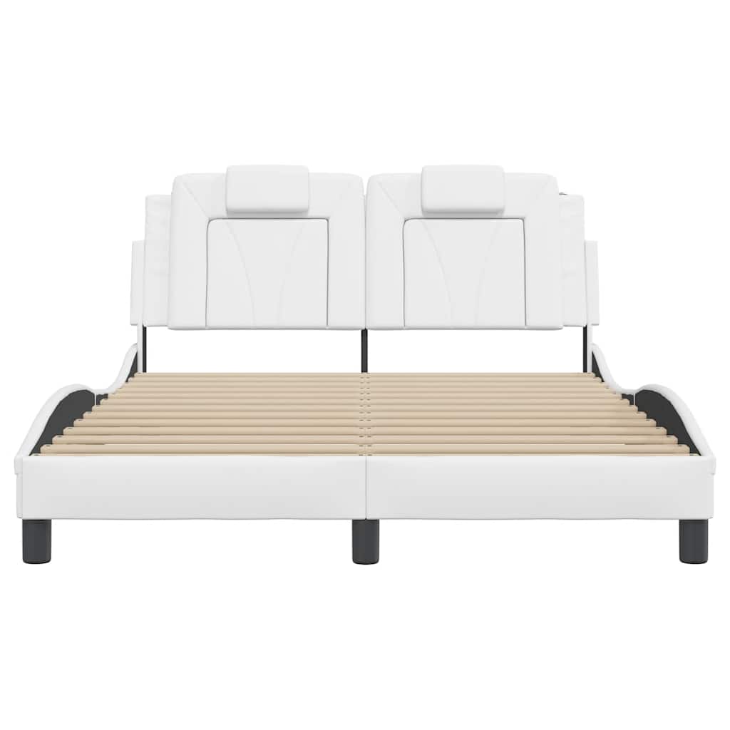 vidaXL Bedframe "Viana" zonder matras kunstleer wit 140x190 cm, foto 4