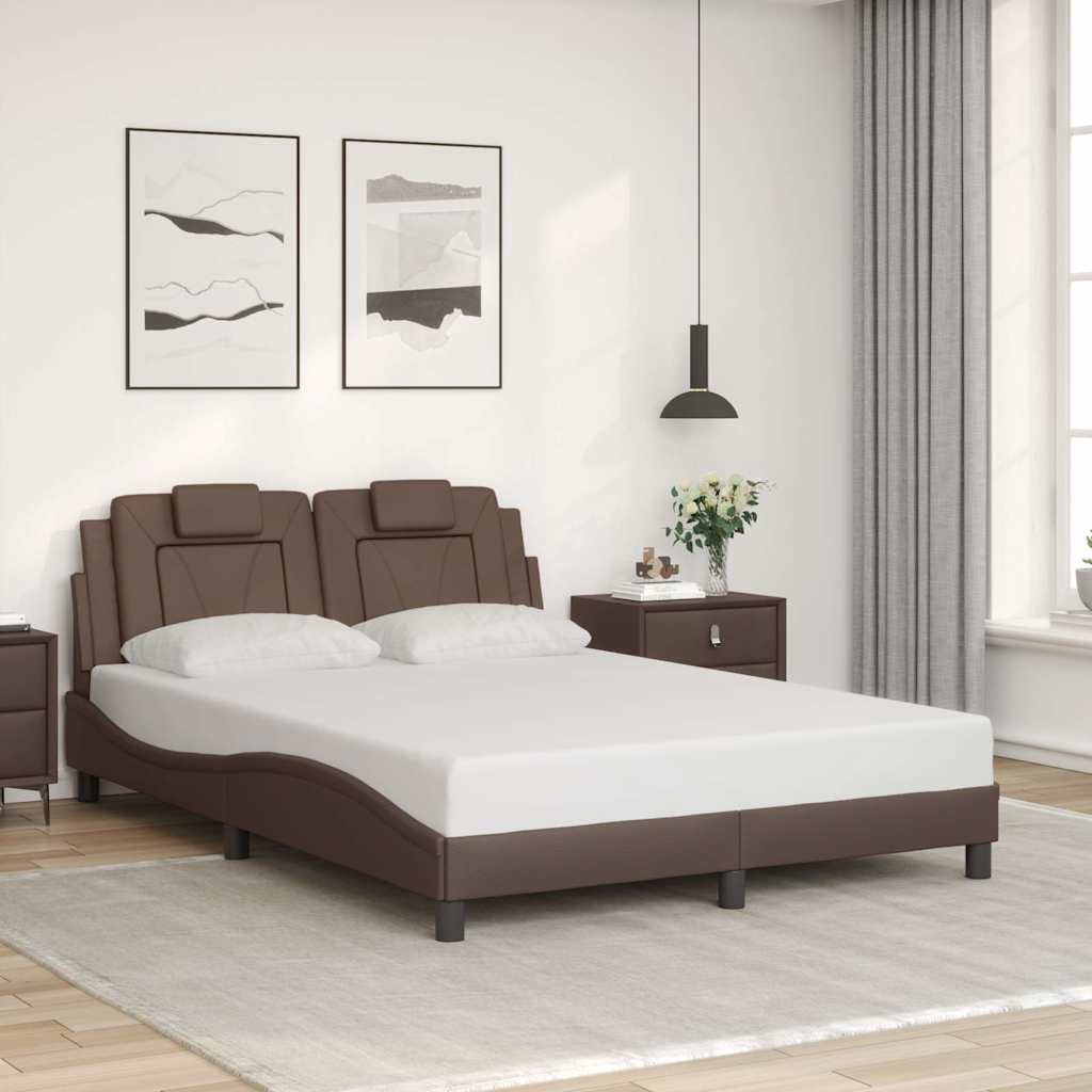 vidaXL sengeramme uden madras Viana 140x190 cm kunstlæder brun