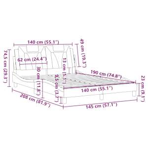 Rám postele Viana bez matrace šedý 140x190 cm umělá kůže - obrázek 12