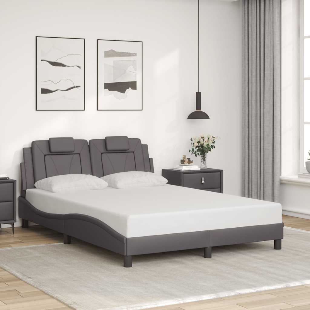 vidaXL sengeramme uden madras Viana 140x190 cm kunstlæder grå