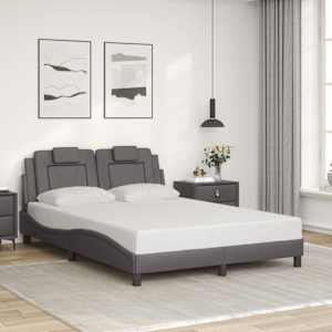 Posteljni okvir brez vzmetnice Viana siv 140x190 cm umetno usnje