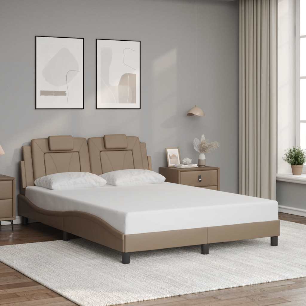vidaXL Bettgestell "Viana" ohne Matratze Cappuccino-Braun 140x190 cm Kunstleder