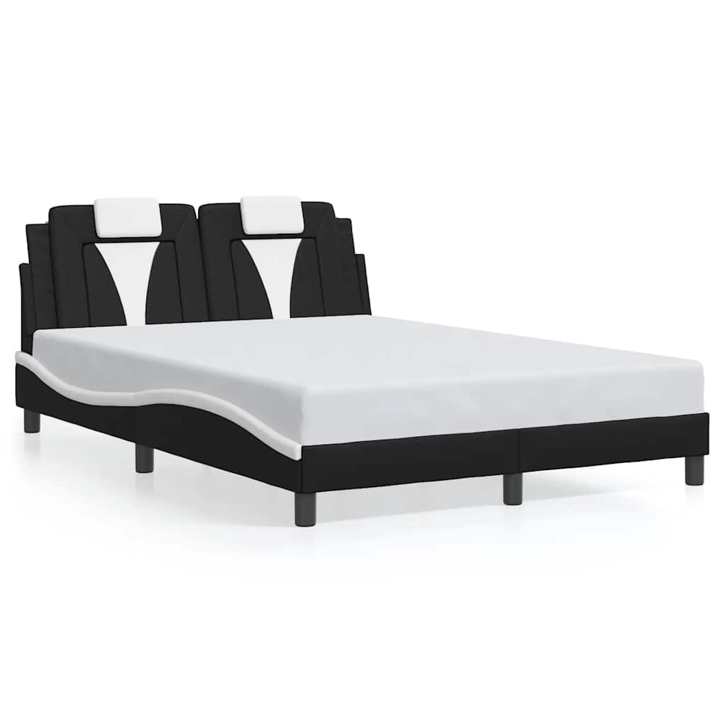 vidaXL Bedframe "Viana" zonder matras kunstleer zwart en wit 140x190 cm, foto 3