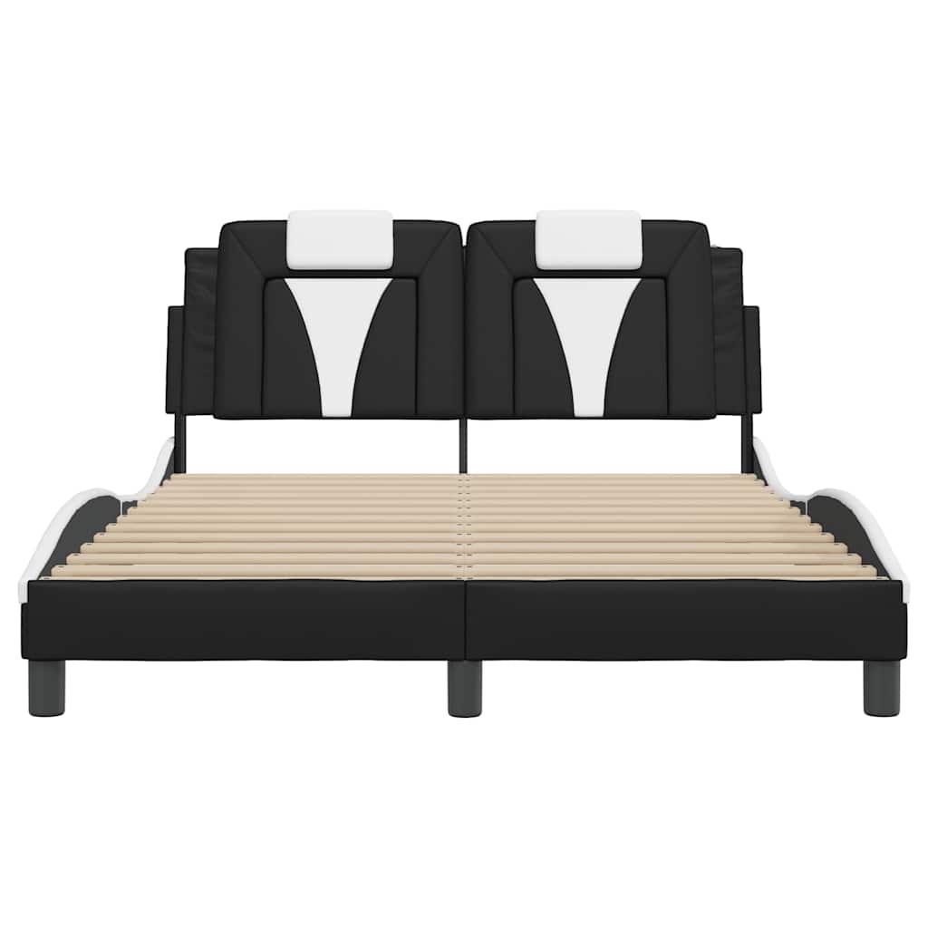 vidaXL Bedframe "Viana" zonder matras kunstleer zwart en wit 140x190 cm, foto 4