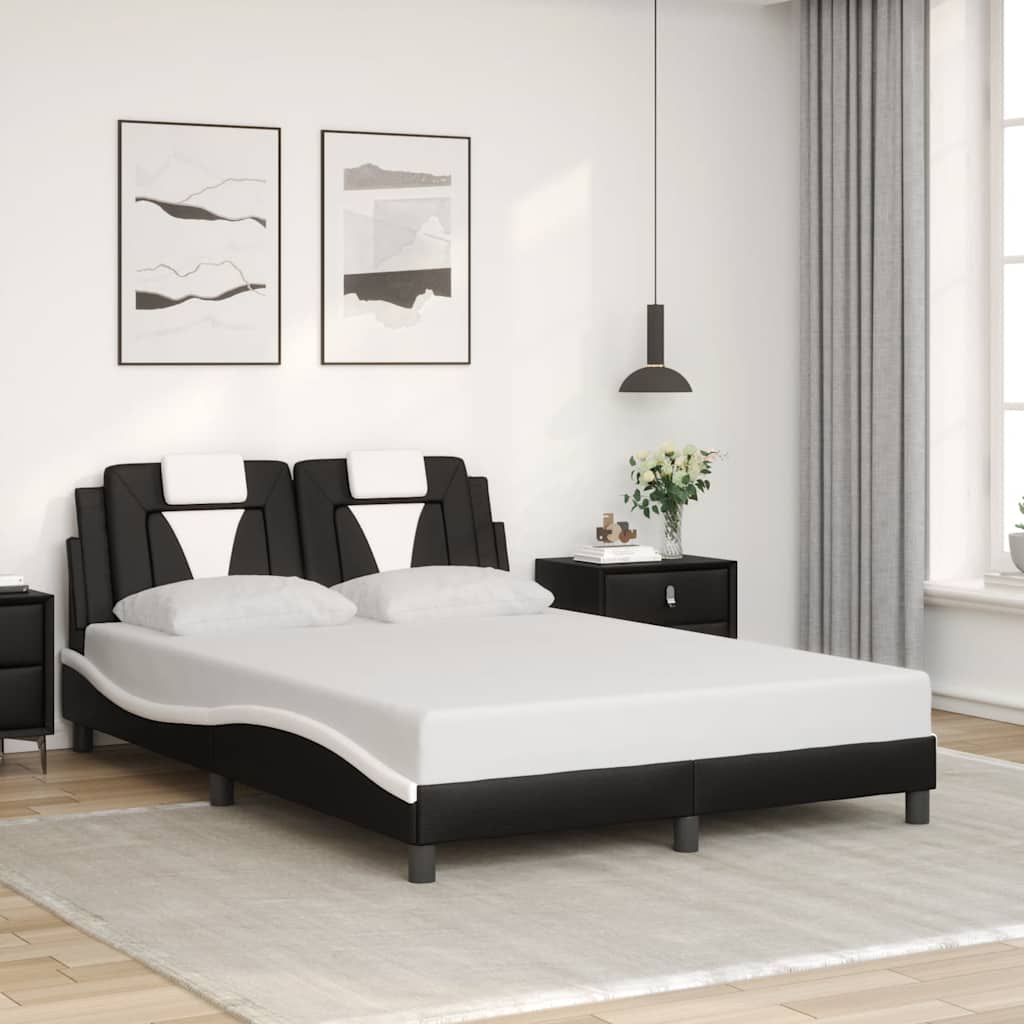 vidaXL sengeramme uden madras Viana 140x190 cm kunstlæder sort og hvid