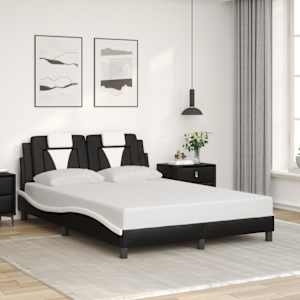 Posteljni okvir brez vzmetnice Viana črn in bel 140x190 cm umetno usnje