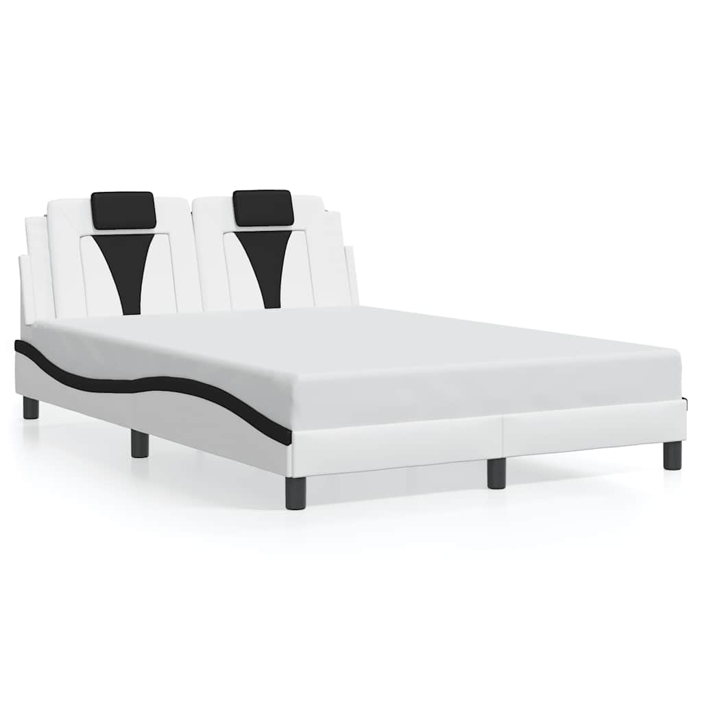 vidaXL Bedframe "Viana" zonder matras kunstleer wit en zwart 140x190 cm, foto 3