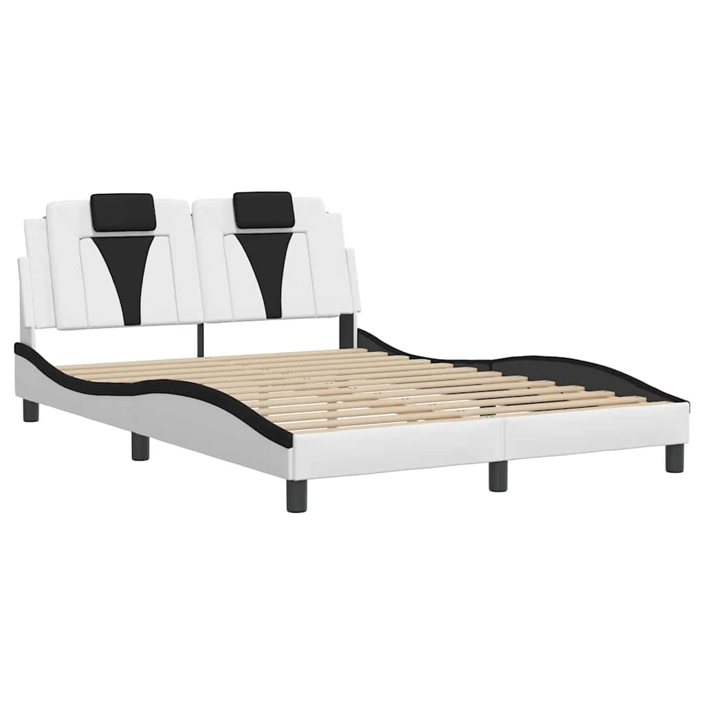 vidaXL Bedframe "Viana" zonder matras kunstleer wit en zwart 140x190 cm, foto 2