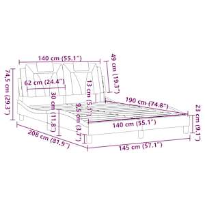 Rám postele Viana bez matrace bílý a černý 140 x 190 cm umělá kůže - obrázek 13