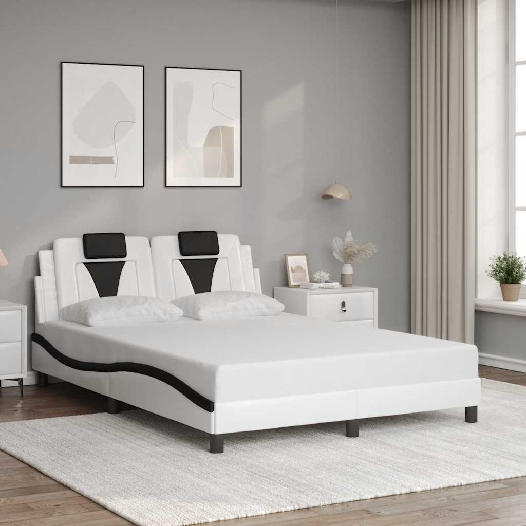 vidaXL sengeramme uden madras Viana 140x190 cm kunstlæder hvid og sort