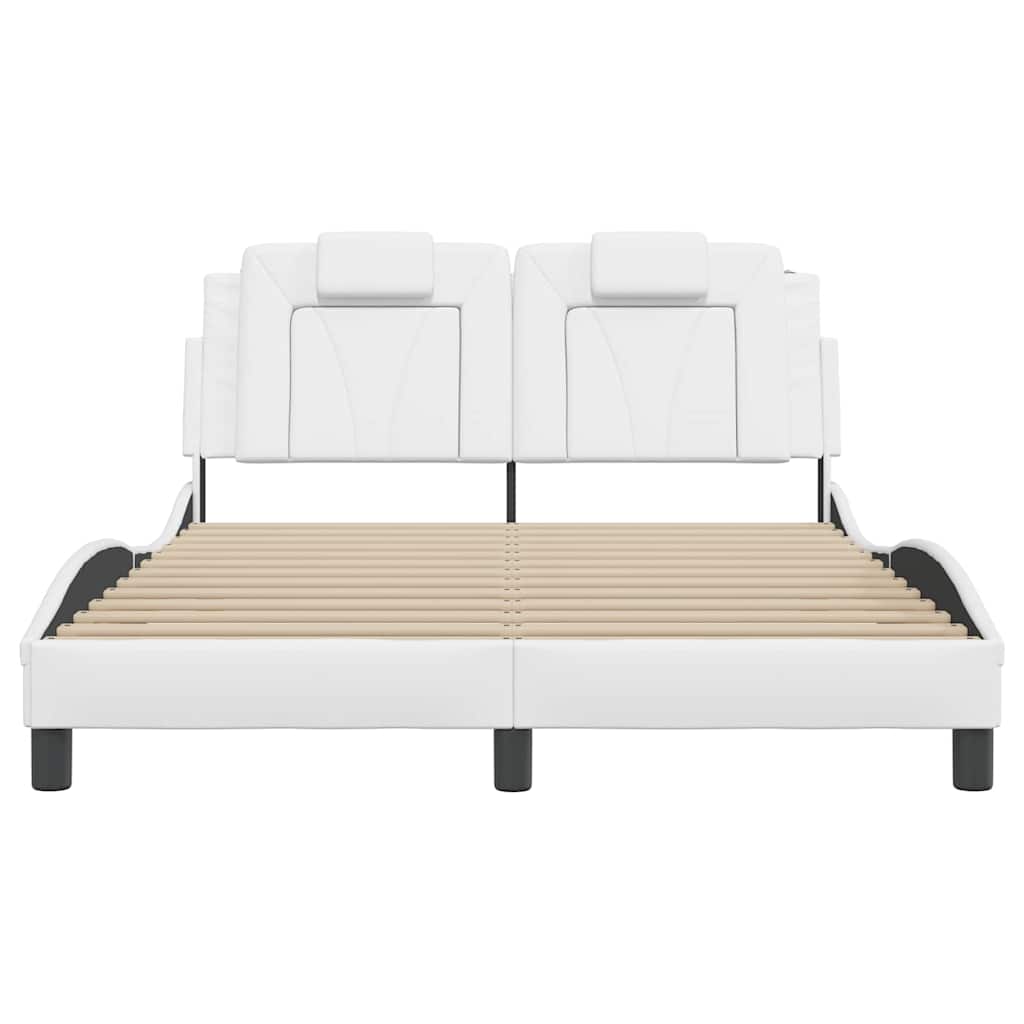 vidaXL Bedframe "Viana" zonder matras kunstleer wit 140x200 cm, foto 4