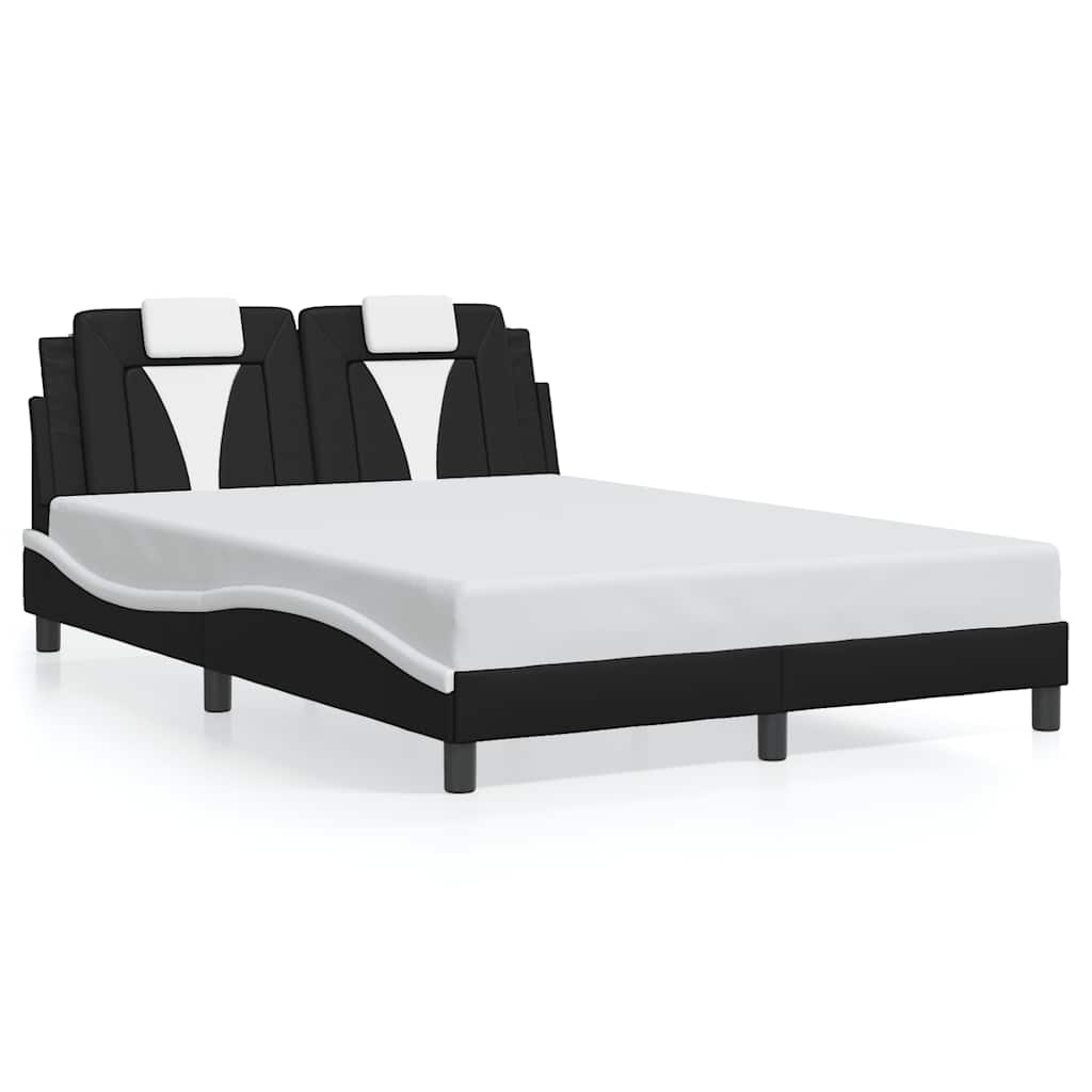 vidaXL Bedframe "Viana" zonder matras kunstleer zwart en wit 140x200 cm, foto 3
