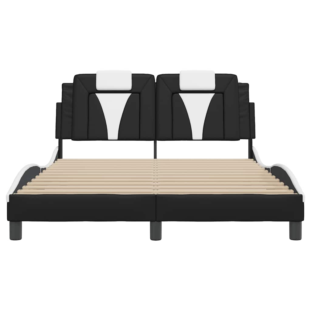 vidaXL Bedframe "Viana" zonder matras kunstleer zwart en wit 140x200 cm, foto 4
