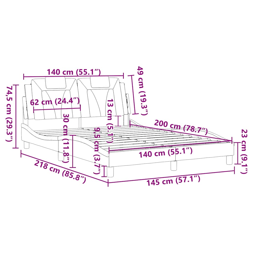 Rám postele Viana bez matrace bílý a černý 140 x 200 cm umělá kůže - obrázek 13
