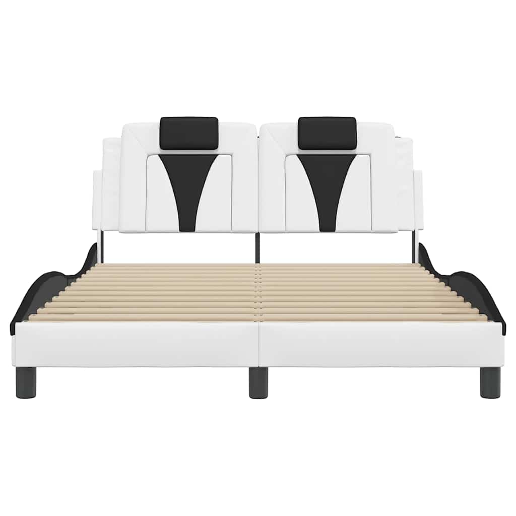 vidaXL Bedframe "Viana" zonder matras kunstleer zwart en wit 140x200 cm, foto 4