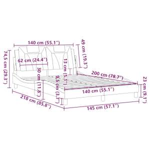 Rám postele Viana bez matrace bílý a černý 140 x 200 cm umělá kůže - obrázek 13