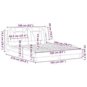 Rám postele Viana bez matrace černý 160x200 cm umělá kůže - obrázek 12