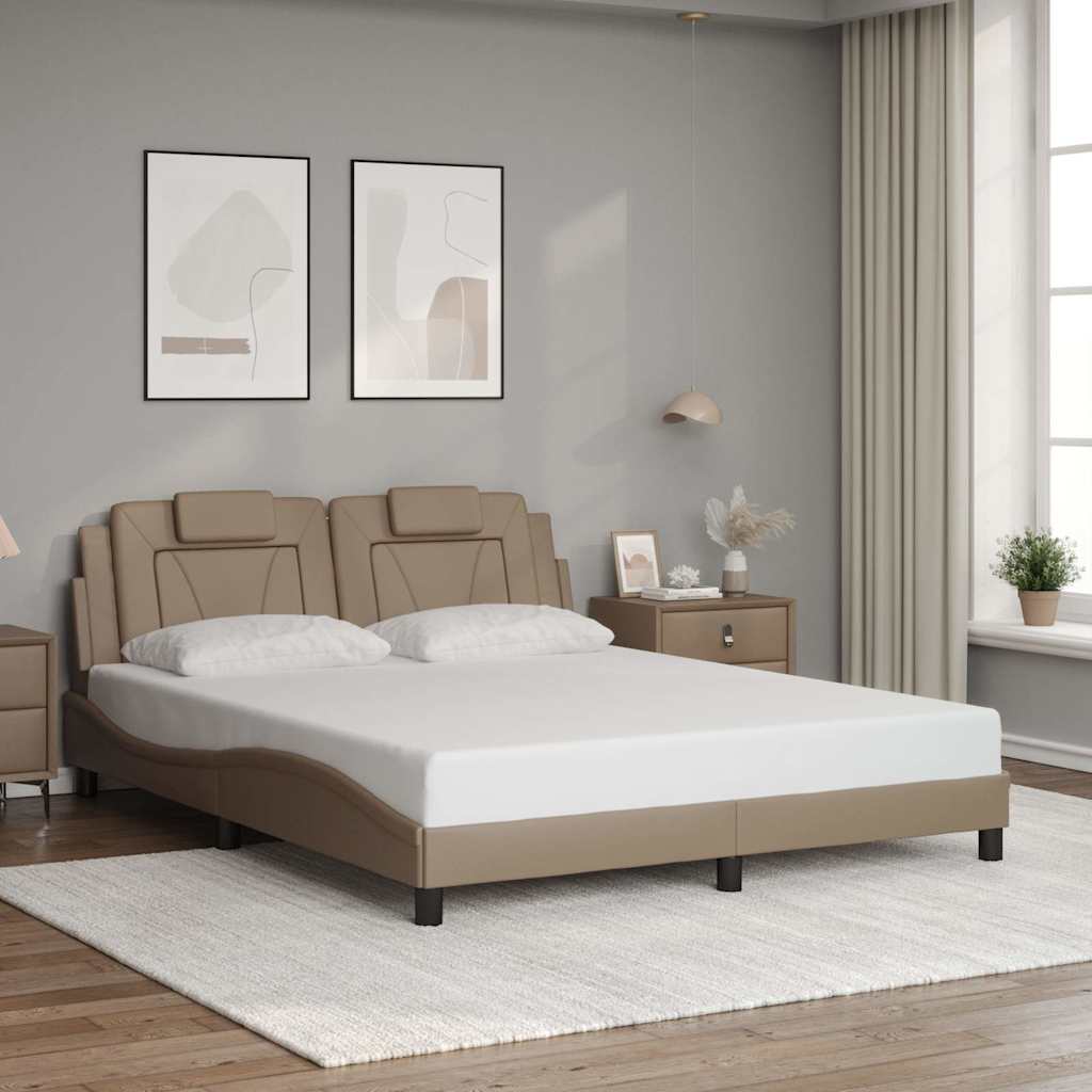 vidaXL sengeramme uden madras Viana 160x200 cm kunstlæder cappuccinofarvet