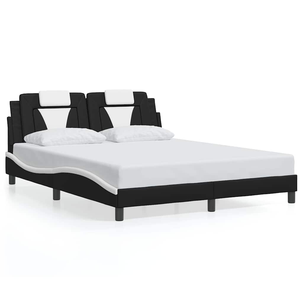 vidaXL Bedframe "Viana" zonder matras kunstleer zwart en wit 160x200 cm, foto 3