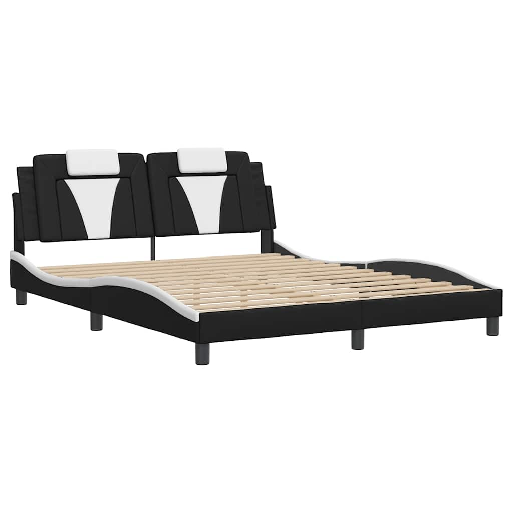 vidaXL Bedframe "Viana" zonder matras kunstleer zwart en wit 160x200 cm, foto 2